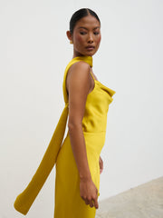 Keisha Scarf Midaxi Dress - Yellow Ochre