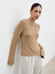 Kendall Rustic Button Down Knit Top - Tan