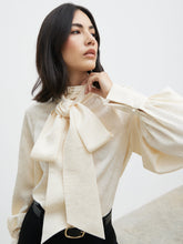 Kesia Jacquard Bow Blouse - Cream