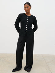Kyle Fitted Knit Cardigan - Black