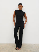 Kyra Slim Flared Knit Trousers - Black