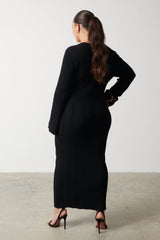 Lana Sweetheart Neck Knit Dress Curve - Black