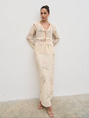 Leoni Maxi Skirt - Cream Floral