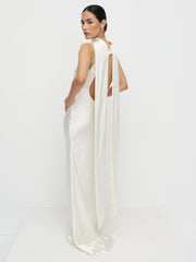 Lethe Scarf Backless Maxi Dress - Ivory