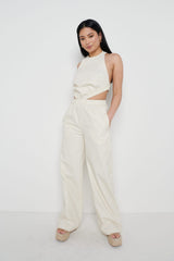 Lexi Scrunch Backless Jumpsuit - Off White