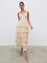 Lissy Ruffle Midaxi Dress - Yellow Abstract