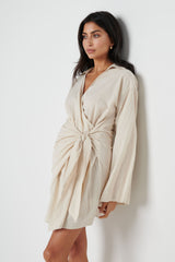 Louis Tie Mini Dress - Sand