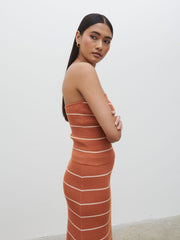 Louisa Stripe Knit Skirt - Terracotta and Cream