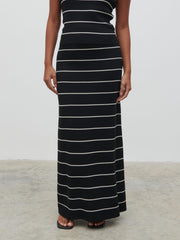 Louisa Stripe Knit Skirt - Black and Cream