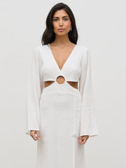 Luca Cut Out Ring Dress - Cream