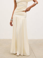 Lydia Ruched Jersey Skirt - Cream