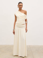 Lydia Ruched Jersey Top - Cream