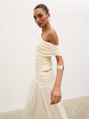 Lydia Ruched Jersey Top - Cream