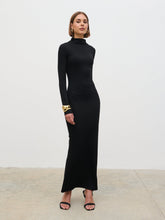Mabel High Neck Jersey Maxi Dress - Black