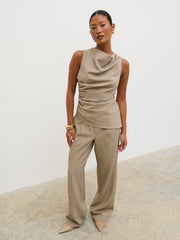 Flynn Slouchy Trousers - Mushroom