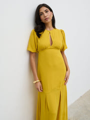 Maribel Puff Sleeve Maxi Dress - Yellow Ochre