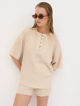 Marina Open Work Oversized Knit Top - Cream