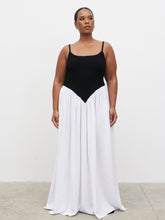 Maude Shirred Contrast Maxi Dress Curve - Black and Cream