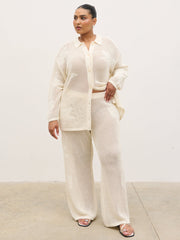 Mireille Knit Oversized Shirt Curve - Cream