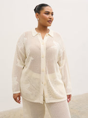 Mireille Knit Oversized Shirt Curve - Cream