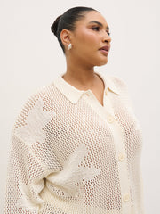 Mireille Knit Oversized Shirt Curve - Cream