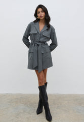 Morgan Tailored Cargo Mini Dress - Grey