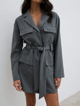 Morgan Tailored Cargo Mini Dress - Grey