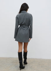 Morgan Tailored Cargo Mini Dress - Grey