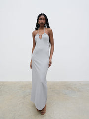 Myka Shimmer Jersey Slip Dress - Silver