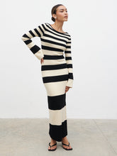 Mila Striped Knit Dress - Black and Beige Stripe