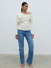 Naomi Exaggerated Bow Top - Cream