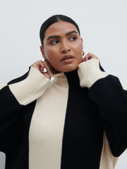 Nayah High Funnel Neck Knit Dress Curve - Stripe