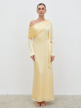Neomie One Shoulder Tie Chiffon Maxi Dress - Lemon