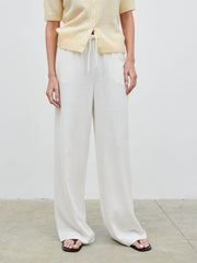 Nessa Drawstring Linen Blend Trousers - White