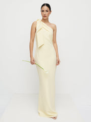 Nevaeh One Shoulder Crepe Maxi Dress - Lemon