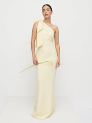 Nevaeh One Shoulder Crepe Maxi Dress - Lemon