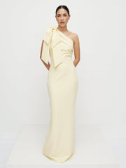 Nevaeh One Shoulder Crepe Maxi Dress - Lemon