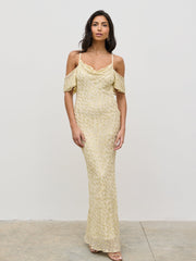 Nia Cold Shoulder Maxi Dress - Lemon