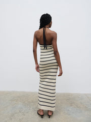 Octavia Contrast Stripe Knit Maxi Dress - Cream
