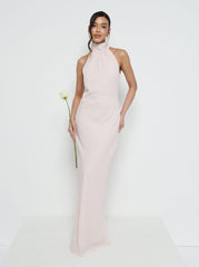 Odelle Tie Back Chiffon Maxi Bridesmaid Dress - Blush