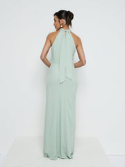 Odelle Tie Back Chiffon Maxi Bridesmaid Dress - Sage