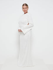Olivia Sequin Backless Maxi Dress - Ivory