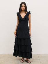 Opal Ruffle Midaxi Dress - Black
