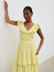 Opal Ruffle Maxi Dress - Lemon