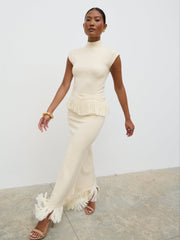 Orlendina Fringe Knit Top - Cream