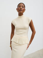 Orlendina Fringe Knit Top - Cream