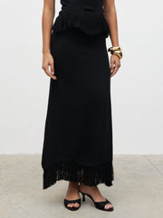 Orlendina Fringe Midaxi Skirt - Black
