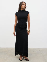 Orlendina Fringe Midaxi Skirt - Black
