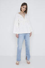 Ottilie Tie Top - White