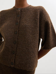 Ovalie Rib Knit Top - Chocolate